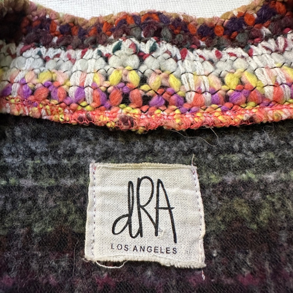 Anthropologie dRA Kimono Cardigan M Chunky Rainbow Boho Eclectic Folk Open Front - Picture 5 of 10